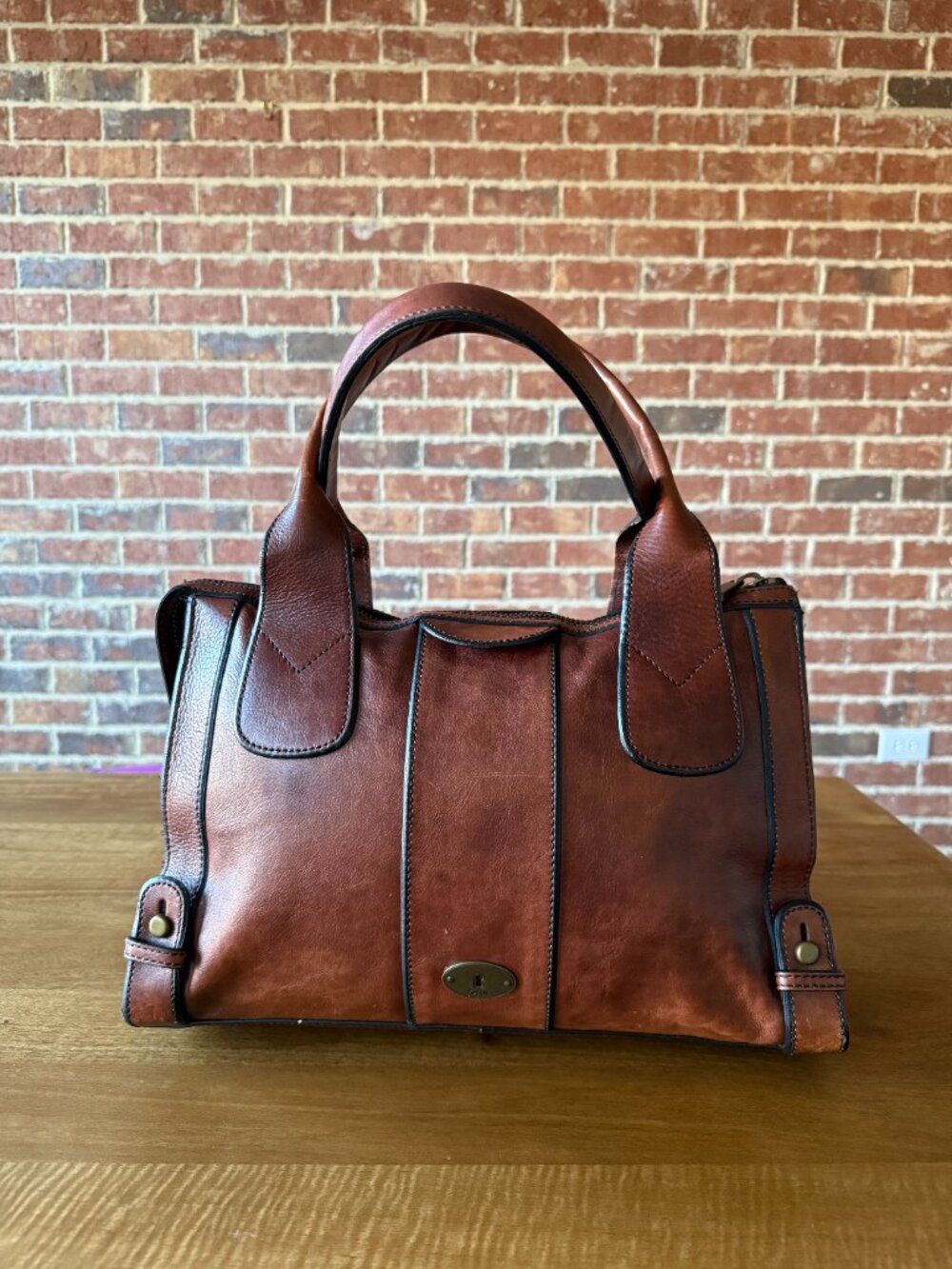 FOSSIL Vintage Reissue VRI Leather Satchel Shoulder Bag. - Picture 2 of 15